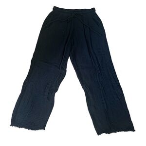 Womens Michael Stars Black Boho Lightweight Rough cut pants (XS)